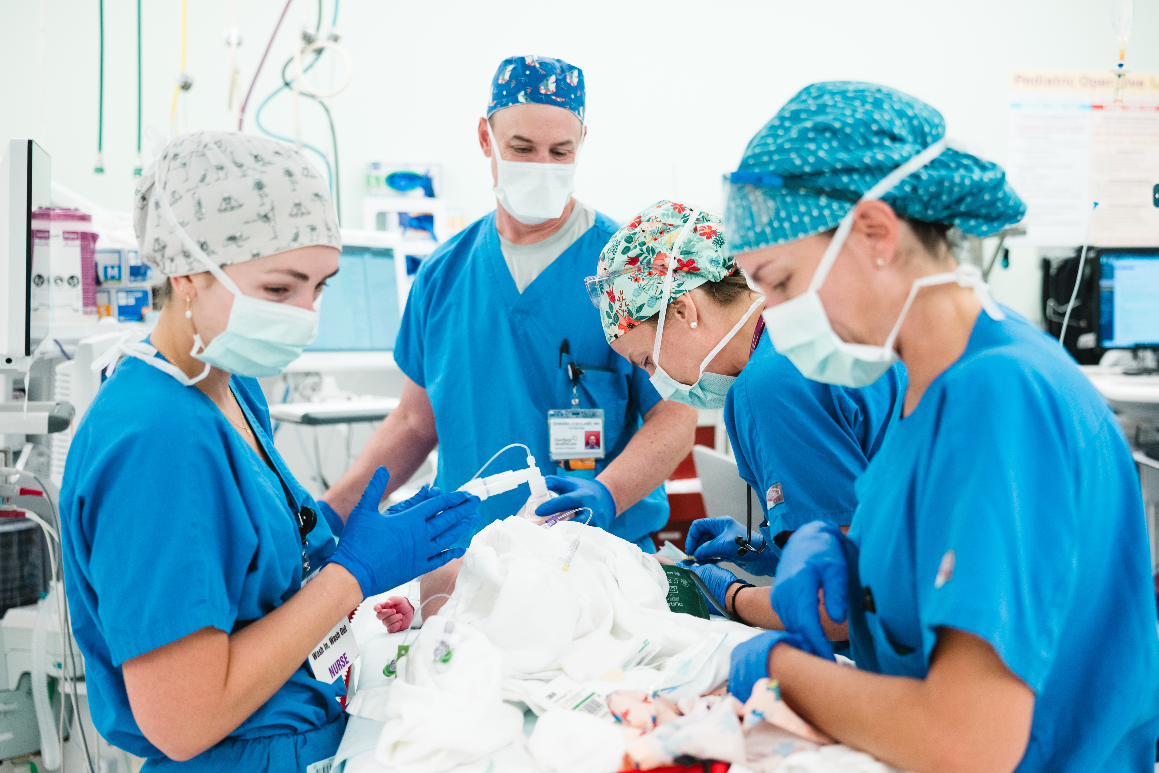 Anesthesiologists prepare patient for surgery