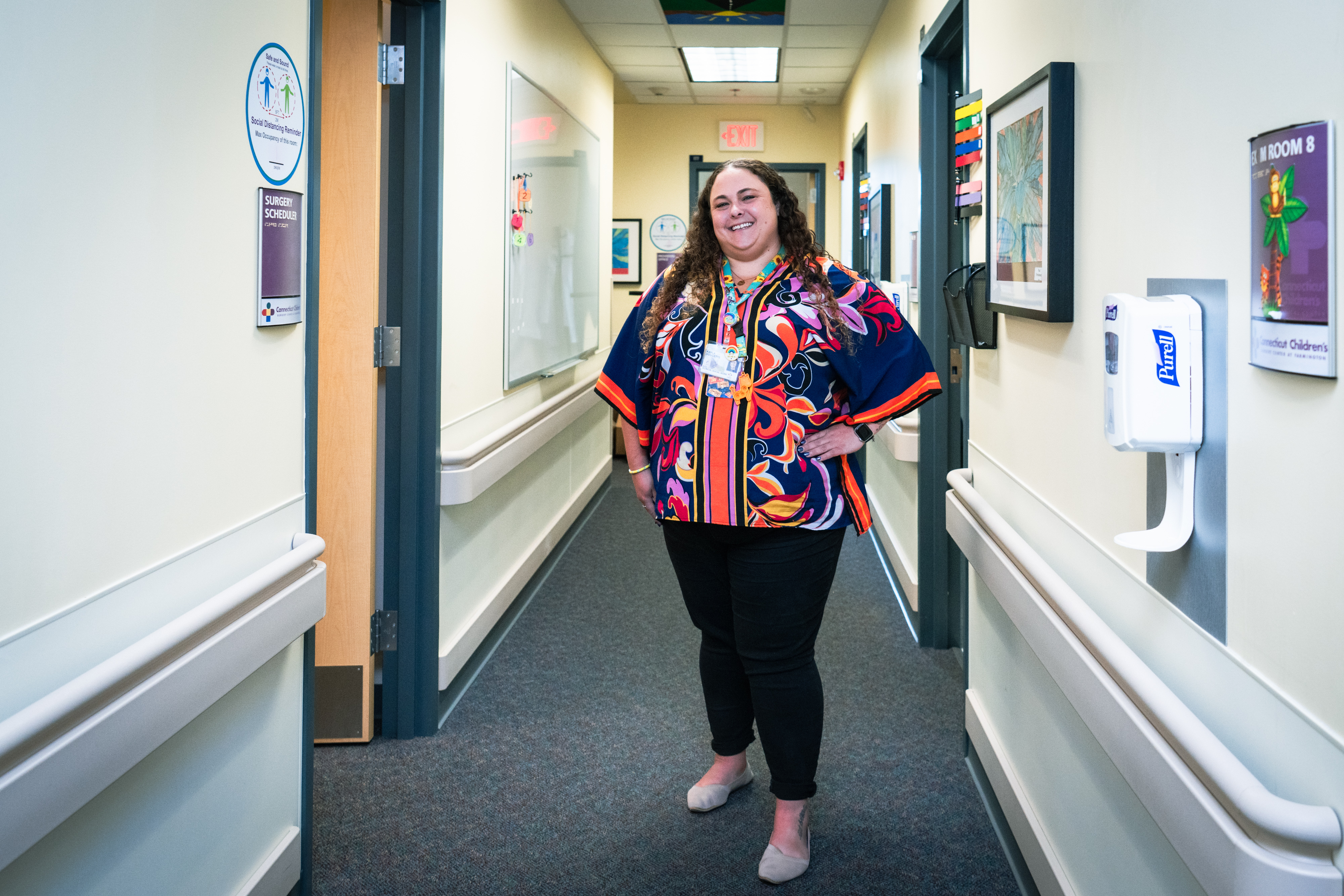 Social worker Kayla smiling at the Medical Center