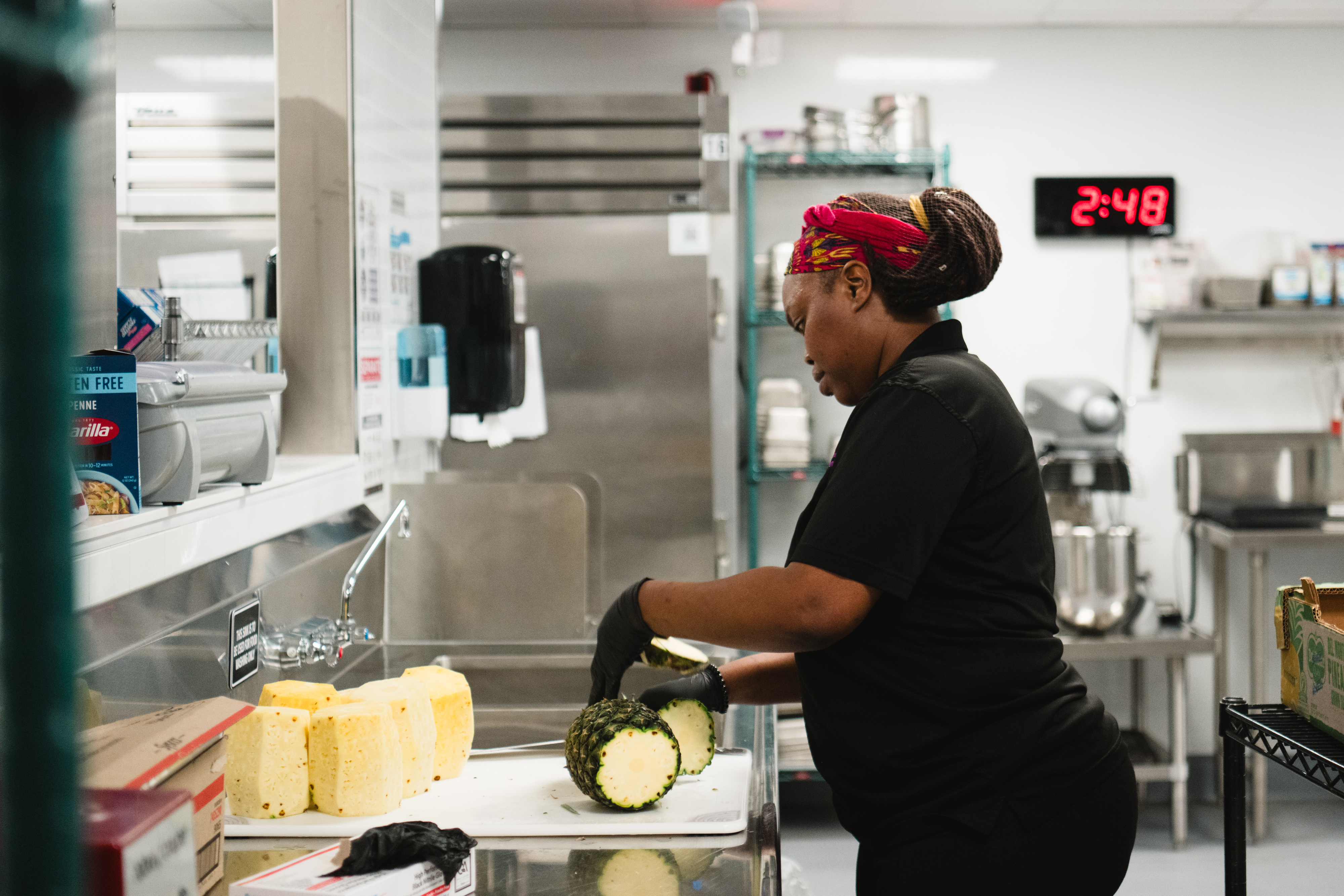In the Tower’s spacious new production kitchen, the busy lunchtime rush is over