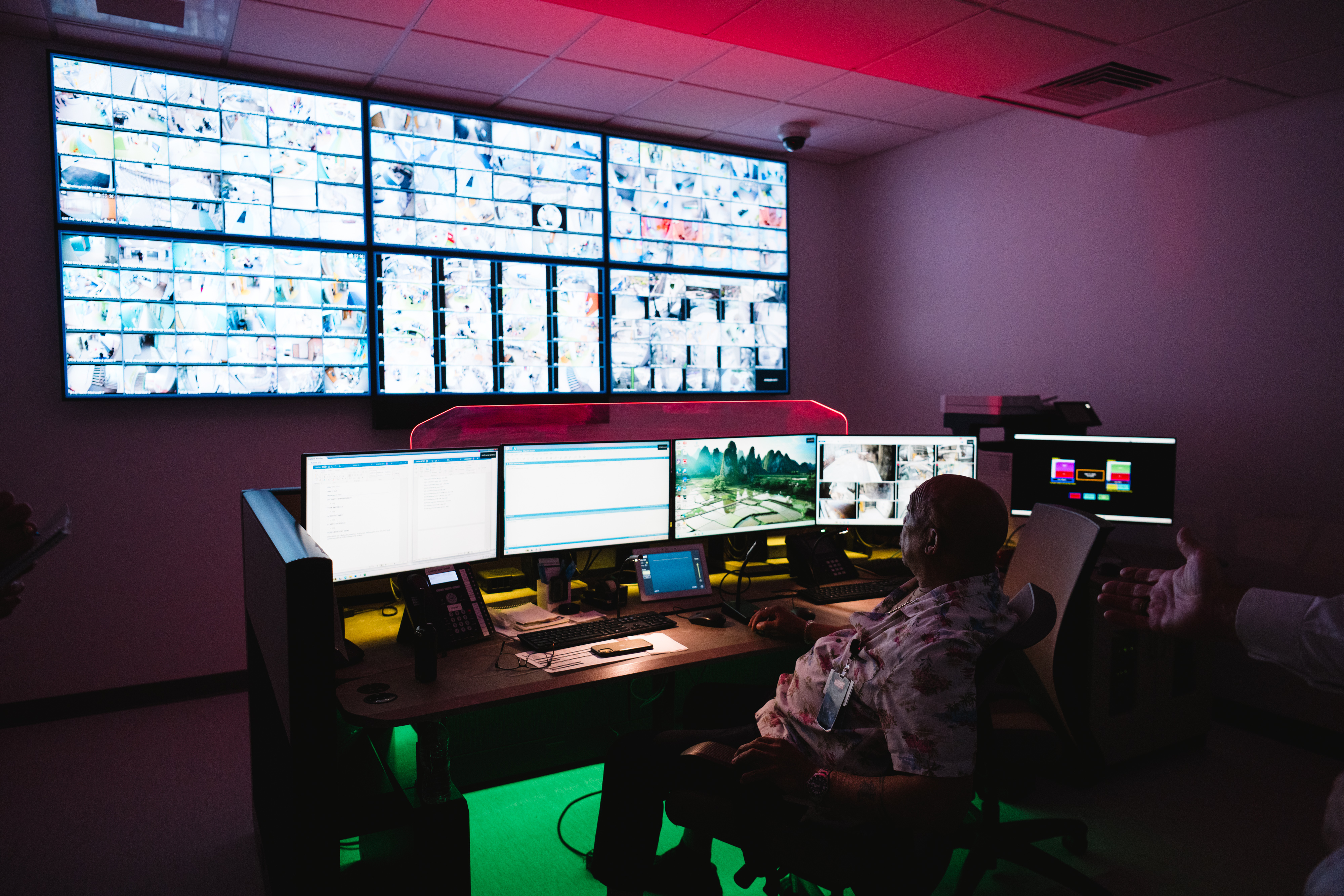 From the Tower’s new security dispatch room, Security Team Lead Joe Willis can monitor more than 500 security camera feeds
