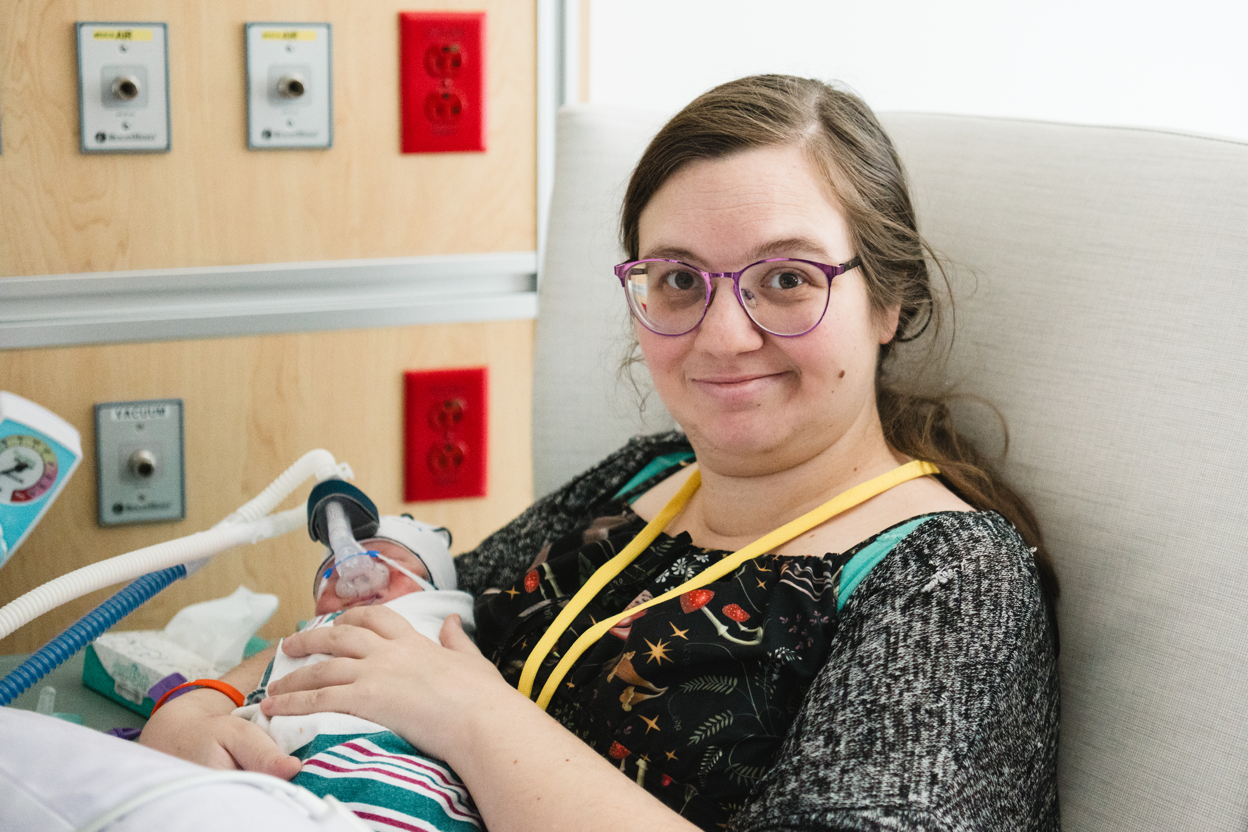 Baby Hunter enjoys some cuddle time of his own with his mother