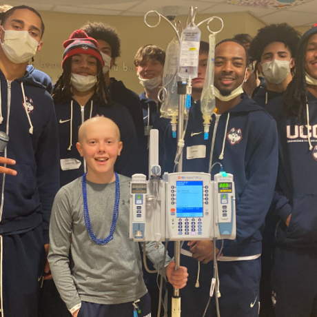 William with UConn Men's Basketball Team in hospital