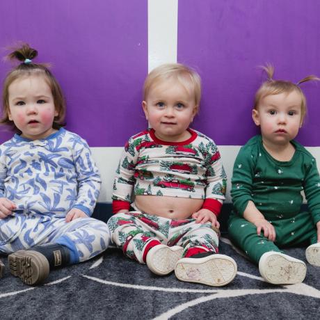 Kids at daycare in their pajamas