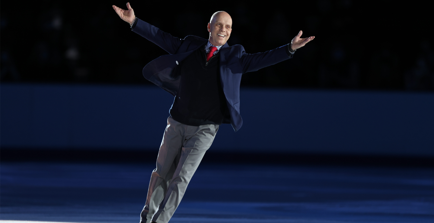 Scott Hamilton hosts Sk8 to Elimin8 Cancer Ice Show in Simsbury, CT.
