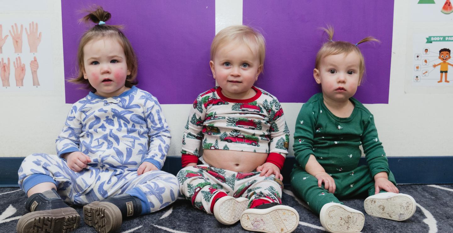 Kids at daycare in their pajamas