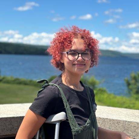 Ana Outdoors with Red Hair